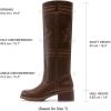 image:imageDREAM PAIRS Womens Knee High Boots Pullon Tall Shaft with Western Stitching Vintage Style Comfortable Square Toe Boots for WomenDark Brown