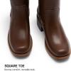 image:imageDREAM PAIRS Womens Knee High Boots Pullon Tall Shaft with Western Stitching Vintage Style Comfortable Square Toe Boots for WomenDark Brown