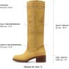 image:imageDREAM PAIRS Womens Knee High Boots Pullon Tall Shaft with Western Stitching Vintage Style Comfortable Square Toe Boots for WomenYellow
