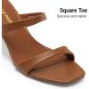 image:imageDREAM PAIRS Womens Low Kitten Heels Square Toe Two Strap Heeled Sandals Dress Casual Summer Mules ShoesBrown
