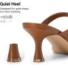image:imageDREAM PAIRS Womens Low Kitten Heels Square Toe Two Strap Heeled Sandals Dress Casual Summer Mules ShoesBrown