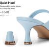 image:imageDREAM PAIRS Womens Low Kitten Heels Square Toe Two Strap Heeled Sandals Dress Casual Summer Mules ShoesLight Blue
