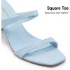 image:imageDREAM PAIRS Womens Low Kitten Heels Square Toe Two Strap Heeled Sandals Dress Casual Summer Mules ShoesLight Blue