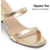 image:imageDREAM PAIRS Womens Low Kitten Heels Square Toe Two Strap Heeled Sandals Dress Casual Summer Mules ShoesLight Gold