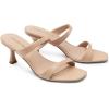 image:imageDREAM PAIRS Womens Low Kitten Heels Square Toe Two Strap Heeled Sandals Dress Casual Summer Mules ShoesNude