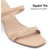 image:imageDREAM PAIRS Womens Low Kitten Heels Square Toe Two Strap Heeled Sandals Dress Casual Summer Mules ShoesNude