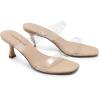 image:imageDREAM PAIRS Womens Low Kitten Heels Square Toe Two Strap Heeled Sandals Dress Casual Summer Mules ShoesNudeClear