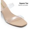 image:imageDREAM PAIRS Womens Low Kitten Heels Square Toe Two Strap Heeled Sandals Dress Casual Summer Mules ShoesNudeClear