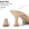 image:imageDREAM PAIRS Womens Low Kitten Heels Square Toe Two Strap Heeled Sandals Dress Casual Summer Mules ShoesNudeClear