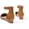 image:imageDREAM PAIRS Womens Low Wedge Pointed Toe Ankle Strap Dress Comfortable Casual Flats ShoesTan