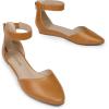 image:imageDREAM PAIRS Womens Low Wedge Pointed Toe Ankle Strap Dress Comfortable Casual Flats ShoesTan