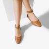 image:imageDREAM PAIRS Womens Low Wedge Pointed Toe Ankle Strap Dress Comfortable Casual Flats ShoesTan
