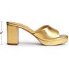 image:imageDREAM PAIRS Womens Platform Block Heel Mule Sandals Square Toe Ankle Strap Slip On Comfortable Heeled Sandals for Party Wedding ShoesGold