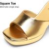 image:imageDREAM PAIRS Womens Platform Block Heel Mule Sandals Square Toe Ankle Strap Slip On Comfortable Heeled Sandals for Party Wedding ShoesGold