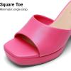 image:imageDREAM PAIRS Womens Platform Block Heel Mule Sandals Square Toe Ankle Strap Slip On Comfortable Heeled Sandals for Party Wedding ShoesHot Pink