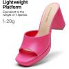 image:imageDREAM PAIRS Womens Platform Block Heel Mule Sandals Square Toe Ankle Strap Slip On Comfortable Heeled Sandals for Party Wedding ShoesHot Pink