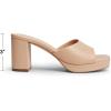 image:imageDREAM PAIRS Womens Platform Block Heel Mule Sandals Square Toe Ankle Strap Slip On Comfortable Heeled Sandals for Party Wedding ShoesNude