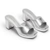 image:imageDREAM PAIRS Womens Platform Block Heel Mule Sandals Square Toe Ankle Strap Slip On Comfortable Heeled Sandals for Party Wedding ShoesSilver