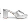 image:imageDREAM PAIRS Womens Platform Block Heel Mule Sandals Square Toe Ankle Strap Slip On Comfortable Heeled Sandals for Party Wedding ShoesSilver