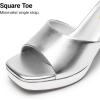image:imageDREAM PAIRS Womens Platform Block Heel Mule Sandals Square Toe Ankle Strap Slip On Comfortable Heeled Sandals for Party Wedding ShoesSilver