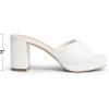 image:imageDREAM PAIRS Womens Platform Block Heel Mule Sandals Square Toe Ankle Strap Slip On Comfortable Heeled Sandals for Party Wedding ShoesWhite