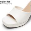 image:imageDREAM PAIRS Womens Platform Block Heel Mule Sandals Square Toe Ankle Strap Slip On Comfortable Heeled Sandals for Party Wedding ShoesWhite