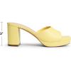 image:imageDREAM PAIRS Womens Platform Block Heel Mule Sandals Square Toe Ankle Strap Slip On Comfortable Heeled Sandals for Party Wedding ShoesYellow