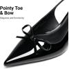 image:imageDREAM PAIRS Womens Slingback Kitten Heels Pointed Toe 217 Inch Low Bow Dress Shoes All Day Wear Comfortable Formal Wedding PumpsBlackpat