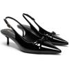 image:imageDREAM PAIRS Womens Slingback Kitten Heels Pointed Toe 217 Inch Low Bow Dress Shoes All Day Wear Comfortable Formal Wedding PumpsBlackpat