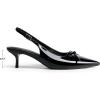 image:imageDREAM PAIRS Womens Slingback Kitten Heels Pointed Toe 217 Inch Low Bow Dress Shoes All Day Wear Comfortable Formal Wedding PumpsBlackpat