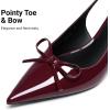 image:imageDREAM PAIRS Womens Slingback Kitten Heels Pointed Toe 217 Inch Low Bow Dress Shoes All Day Wear Comfortable Formal Wedding PumpsBurgundy