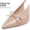 image:imageDREAM PAIRS Womens Slingback Kitten Heels Pointed Toe 217 Inch Low Bow Dress Shoes All Day Wear Comfortable Formal Wedding PumpsNude