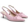 image:imageDREAM PAIRS Womens Slingback Kitten Heels Pointed Toe 217 Inch Low Bow Dress Shoes All Day Wear Comfortable Formal Wedding PumpsPink