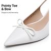 image:imageDREAM PAIRS Womens Slingback Kitten Heels Pointed Toe 217 Inch Low Bow Dress Shoes All Day Wear Comfortable Formal Wedding PumpsWhite