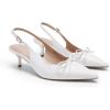 image:imageDREAM PAIRS Womens Slingback Kitten Heels Pointed Toe 217 Inch Low Bow Dress Shoes All Day Wear Comfortable Formal Wedding PumpsWhite