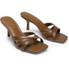 image:imageDREAM PAIRS Womens Square Open Toe Flip Flops Strappy Kitten Heels 25 inch Stability Cute Thong Mules Sandals with Cushioned Insoles for Allday WearBrown
