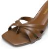 image:imageDREAM PAIRS Womens Square Open Toe Flip Flops Strappy Kitten Heels 25 inch Stability Cute Thong Mules Sandals with Cushioned Insoles for Allday WearBrown