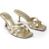 image:imageDREAM PAIRS Womens Square Open Toe Flip Flops Strappy Kitten Heels 25 inch Stability Cute Thong Mules Sandals with Cushioned Insoles for Allday WearLight Gold