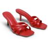 image:imageDREAM PAIRS Womens Square Open Toe Flip Flops Strappy Kitten Heels 25 inch Stability Cute Thong Mules Sandals with Cushioned Insoles for Allday WearRed
