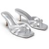 image:imageDREAM PAIRS Womens Square Open Toe Flip Flops Strappy Kitten Heels 25 inch Stability Cute Thong Mules Sandals with Cushioned Insoles for Allday WearSilver
