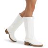 image:imageDREAM PAIRS Womens Square Toe Platform Chunky Block Heel Knee High Riding BootsWhite