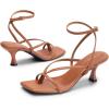 image:imageDREAM PAIRS Womens kitten Low Strappy Lace Up Heels Open Square Toe Thong Ankle Strap Heels Sexy Fashion Comfort Dress Shoes Party Sylvestra Pumps Heeled SandalsBrownpu