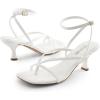 image:imageDREAM PAIRS Womens kitten Low Strappy Lace Up Heels Open Square Toe Thong Ankle Strap Heels Sexy Fashion Comfort Dress Shoes Party Sylvestra Pumps Heeled SandalsWhitepu