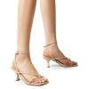 image:imageDREAM PAIRS Womens kitten Low Strappy Lace Up Heels Open Square Toe Thong Ankle Strap Heels Sexy Fashion Comfort Dress Shoes Party Sylvestra Pumps Heeled SandalsNudepu