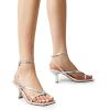 image:imageDREAM PAIRS Womens kitten Low Strappy Lace Up Heels Open Square Toe Thong Ankle Strap Heels Sexy Fashion Comfort Dress Shoes Party Sylvestra Pumps Heeled SandalsSilverpu