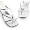 image:imageDREAM PAIRS Womens kitten Low Strappy Lace Up Heels Open Square Toe Thong Ankle Strap Heels Sexy Fashion Comfort Dress Shoes Party Sylvestra Pumps Heeled SandalsSilverpu