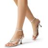 image:imageDREAM PAIRS Womens kitten Low Strappy Lace Up Heels Open Square Toe Thong Ankle Strap Heels Sexy Fashion Comfort Dress Shoes Party Sylvestra Pumps Heeled SandalsSilverpu