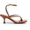 image:imageDREAM PAIRS Womens kitten Low Strappy Lace Up Heels Open Square Toe Thong Ankle Strap Heels Sexy Fashion Comfort Dress Shoes Party Sylvestra Pumps Heeled SandalsBrownpu