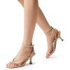 image:imageDREAM PAIRS Womens kitten Low Strappy Lace Up Heels Open Square Toe Thong Ankle Strap Heels Sexy Fashion Comfort Dress Shoes Party Sylvestra Pumps Heeled SandalsNudepu