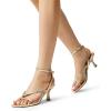 image:imageDREAM PAIRS Womens kitten Low Strappy Lace Up Heels Open Square Toe Thong Ankle Strap Heels Sexy Fashion Comfort Dress Shoes Party Sylvestra Pumps Heeled SandalsGoldpu